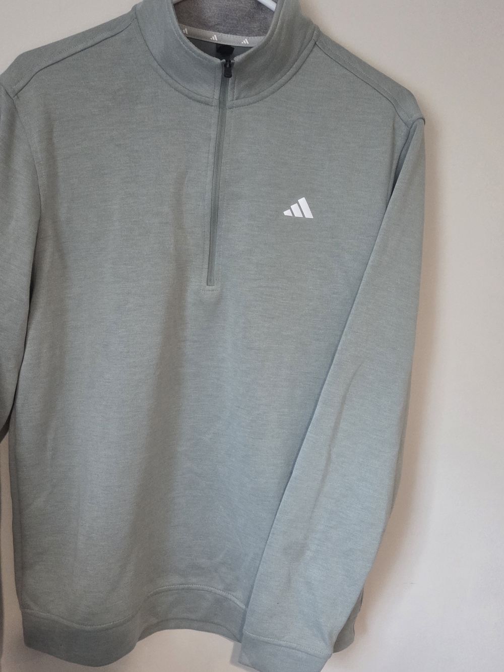 Adidas Men’s Quarter-Zip Pullover Sweater in Light Sage